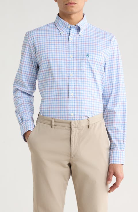 Sport Fit Stripe Plaid Button-Down Shirt