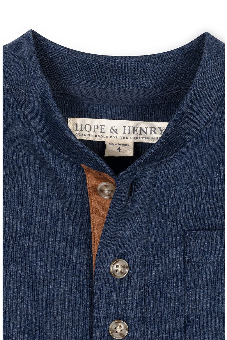 Kids' Organic Long Sleeve Henley Pocket Tee, Alternate, color, Navy Heather