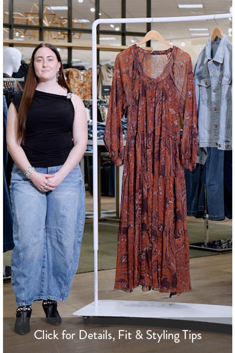 Paisley Print Long Sleeve Maxi Dress video