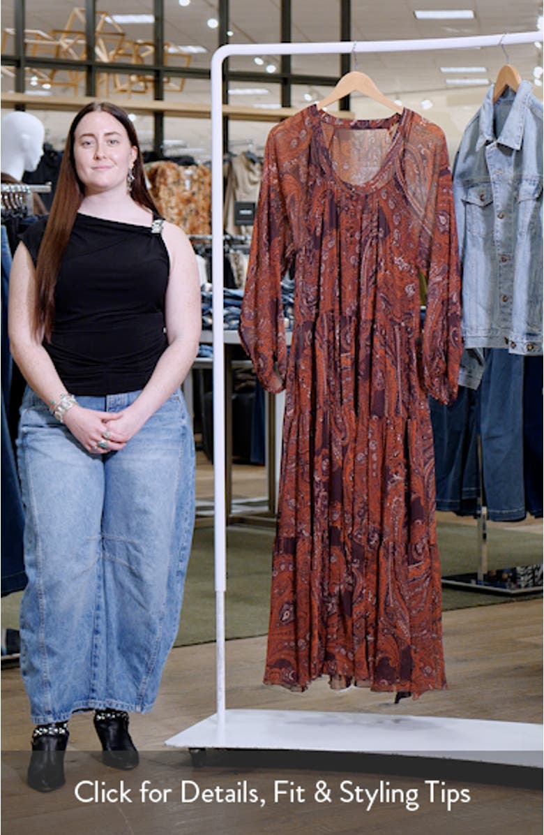 Paisley Print Long Sleeve Maxi Dress, sales video thumbnail