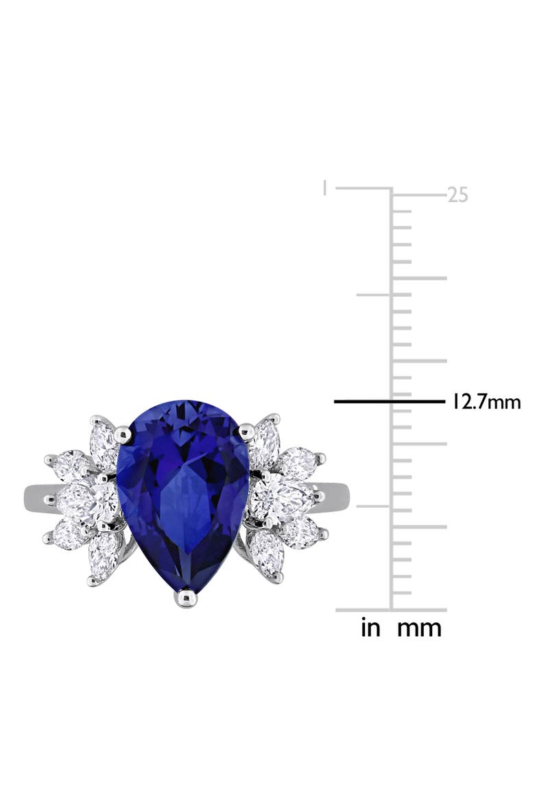 Lab-Created Sapphire & Diamond Floral Ring 18k, Alternate, color, Sapphire