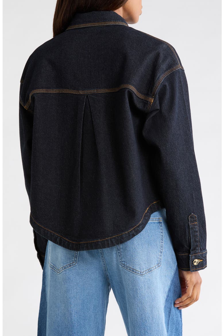 Curved Hem Denim Shirt Jacket, Alternate, color, SEA