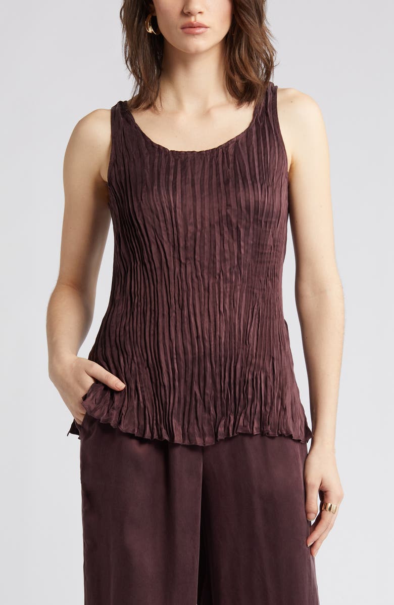 Eileen Fisher Scoop Neck Crinkle Tank, Alternate, color,