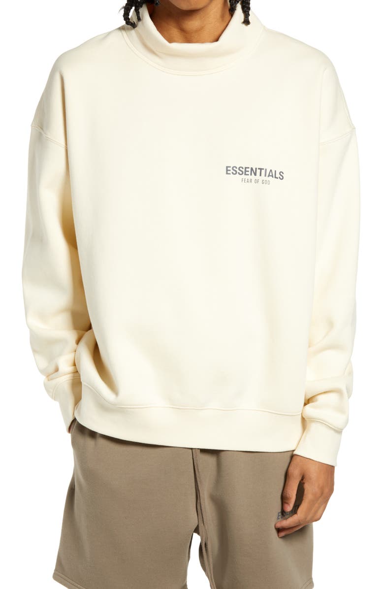 PacSun Fear of God Essentials Unisex Logo Mock Neck Sweatshirt, Main, color, 
