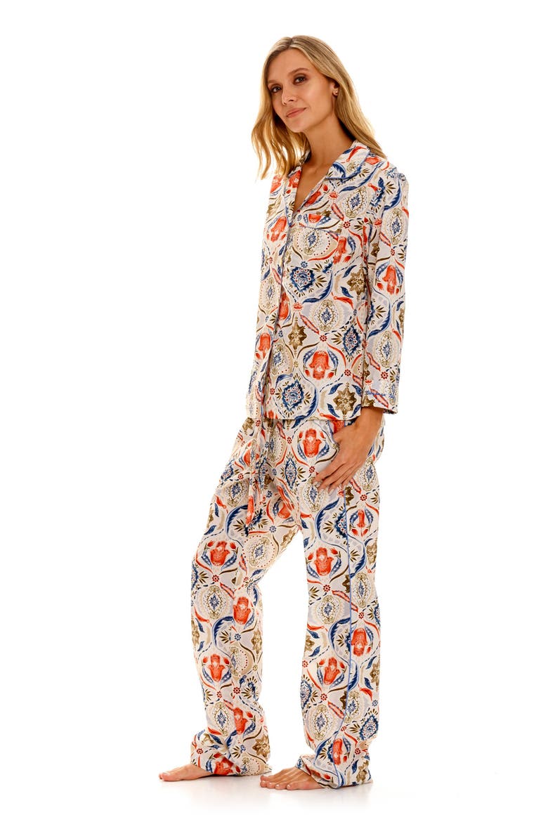 Emma Hamsa Blessing Cotton Pajamas, Alternate, color, BLUE