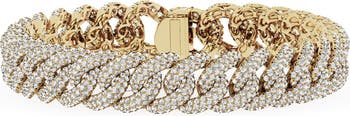 18K Gold Lab Created Diamond Cuban Chain Bracelet - 8.65 ctw