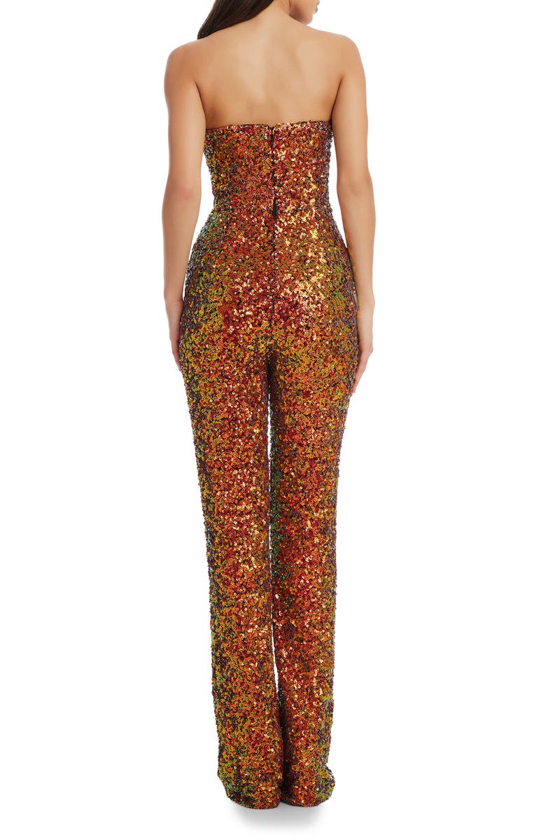 Dress the Population Andy Sequin Strapless Jumpsuit, Alternate, color, 