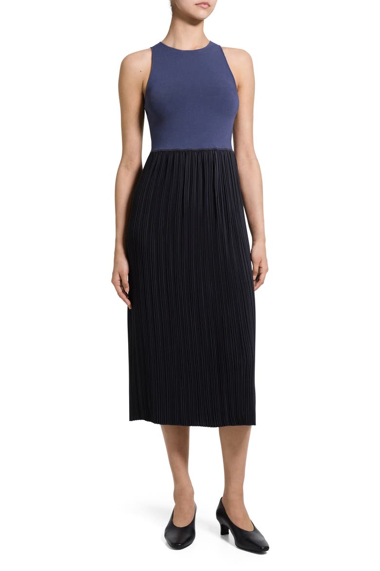 Plisse Satin Tank Dress, Alternate, color, CARBON GREY