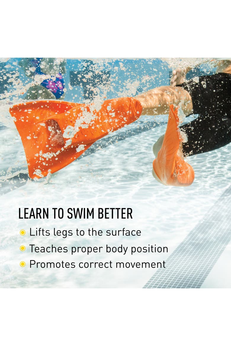 Booster Swim Fins for Kids Floating Rubber Fins Teaches Kick Technique Open Toe Design Comfortable Fit, Alternate, color, Orange