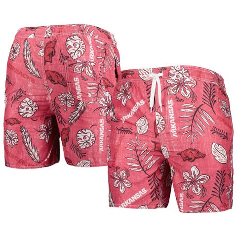 Men's Wes & Willy Cardinal Arkansas Razorbacks Vintage Floral Swim Trunks