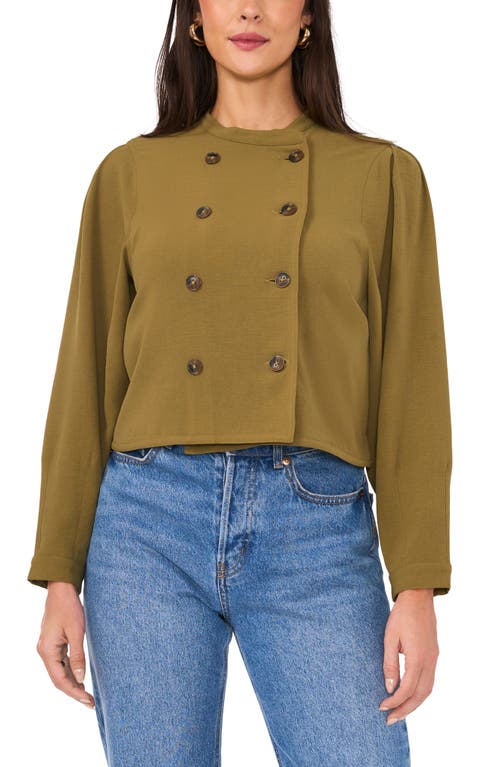 Shop Vince Camuto Convertible Double Breasted Crinkle Twill Jacket In Burnt Olive