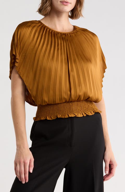 Pleated Smocked Waist Top