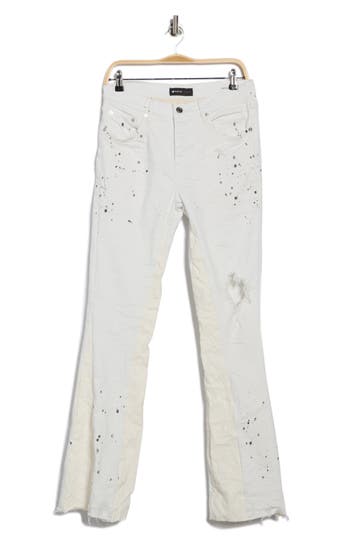 Purple Brand P001 Paint-splatter Distressed Sli-fit Jeans In White