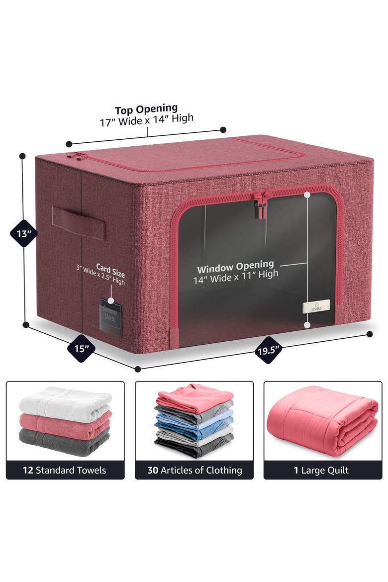 4-Pack Foldable Storage Boxes, Alternate, color, PINK