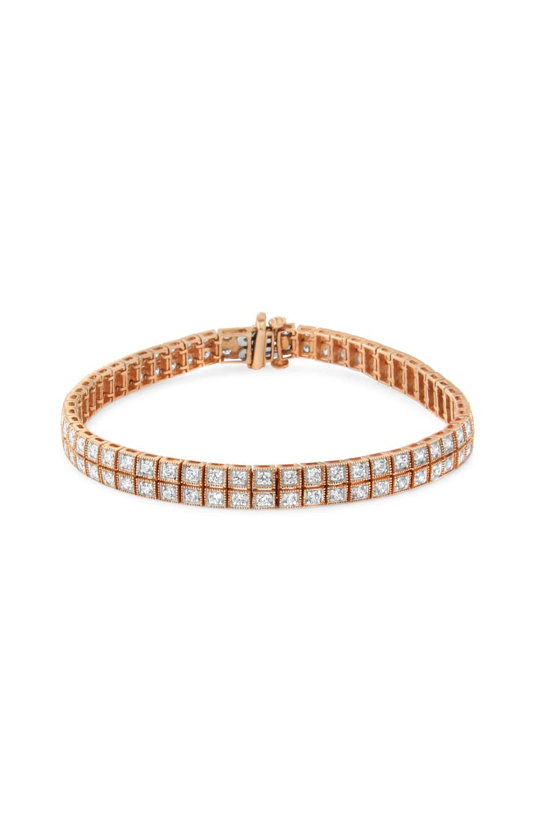 Haus of Brilliance 14K Rose Gold 3.0 Cttw Lab Grown Diamond Two Row Milgrain Tennis Bracelet, Main, color, Pink