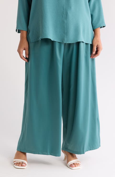Drapey Wide Leg Pants (Plus)