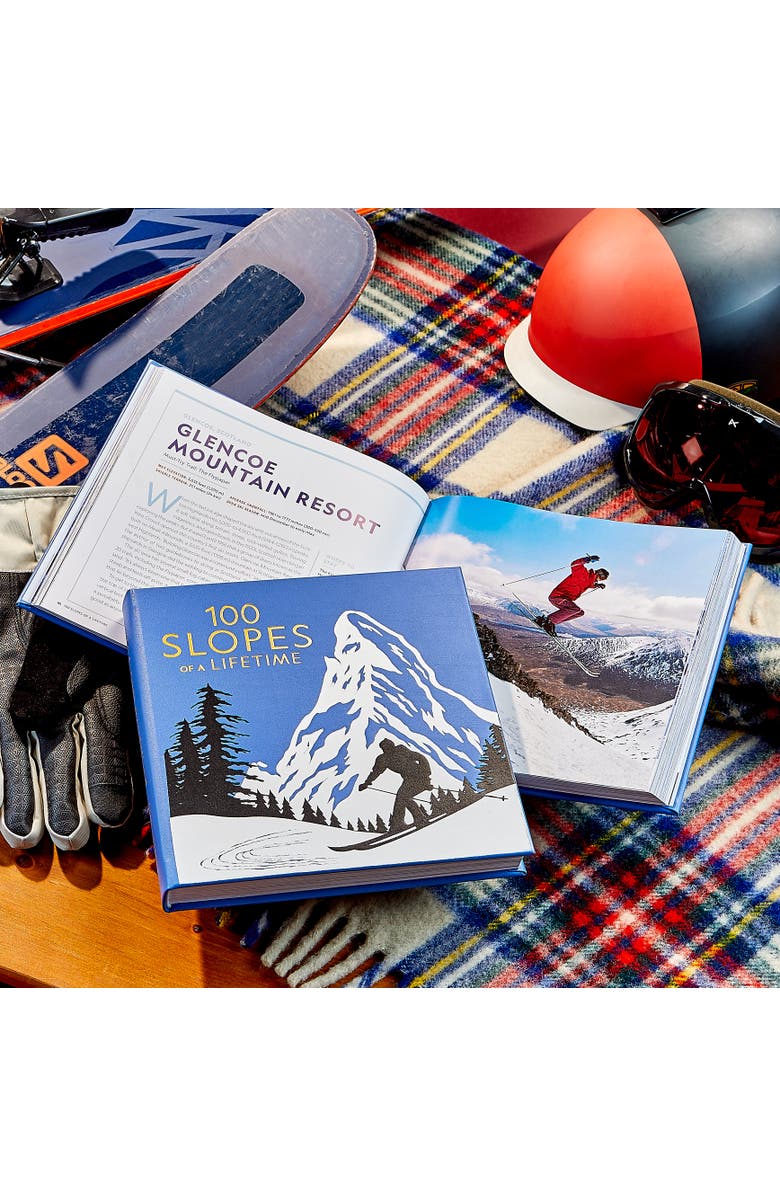 Graphic Image 100 Slopes of a Lifetime The World
s Ultimate Ski and Snowboard Destinations Leather Edition, Alternate, color, Blue
