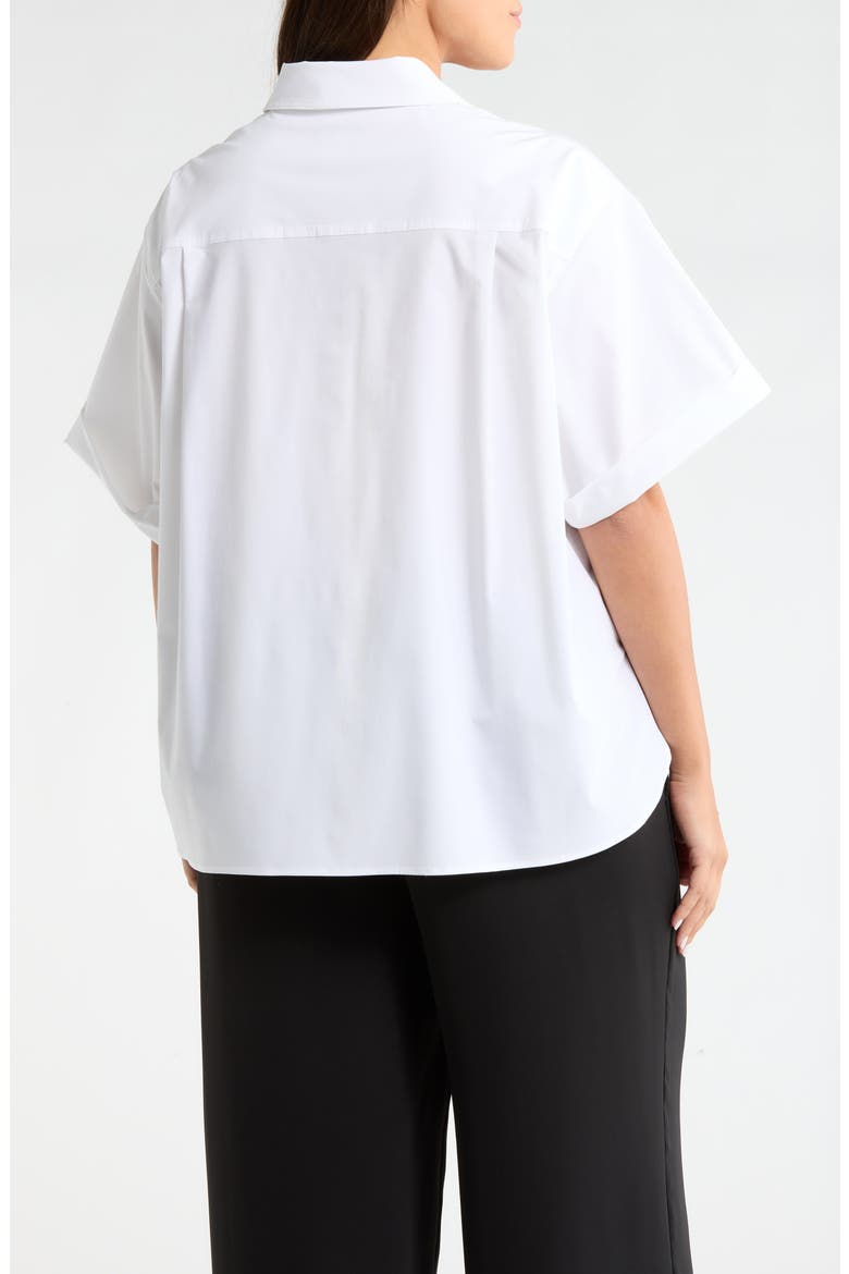 Corinna Oversize Short Sleeve Crop Button-Up Shirt, Alternate, color, WHITE
