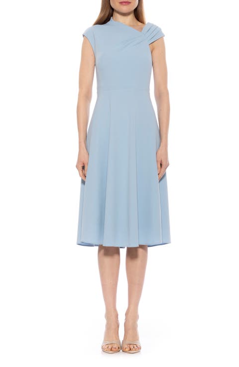 Mariah Asymmetric Cap Sleeve Fit & Flare Dress
