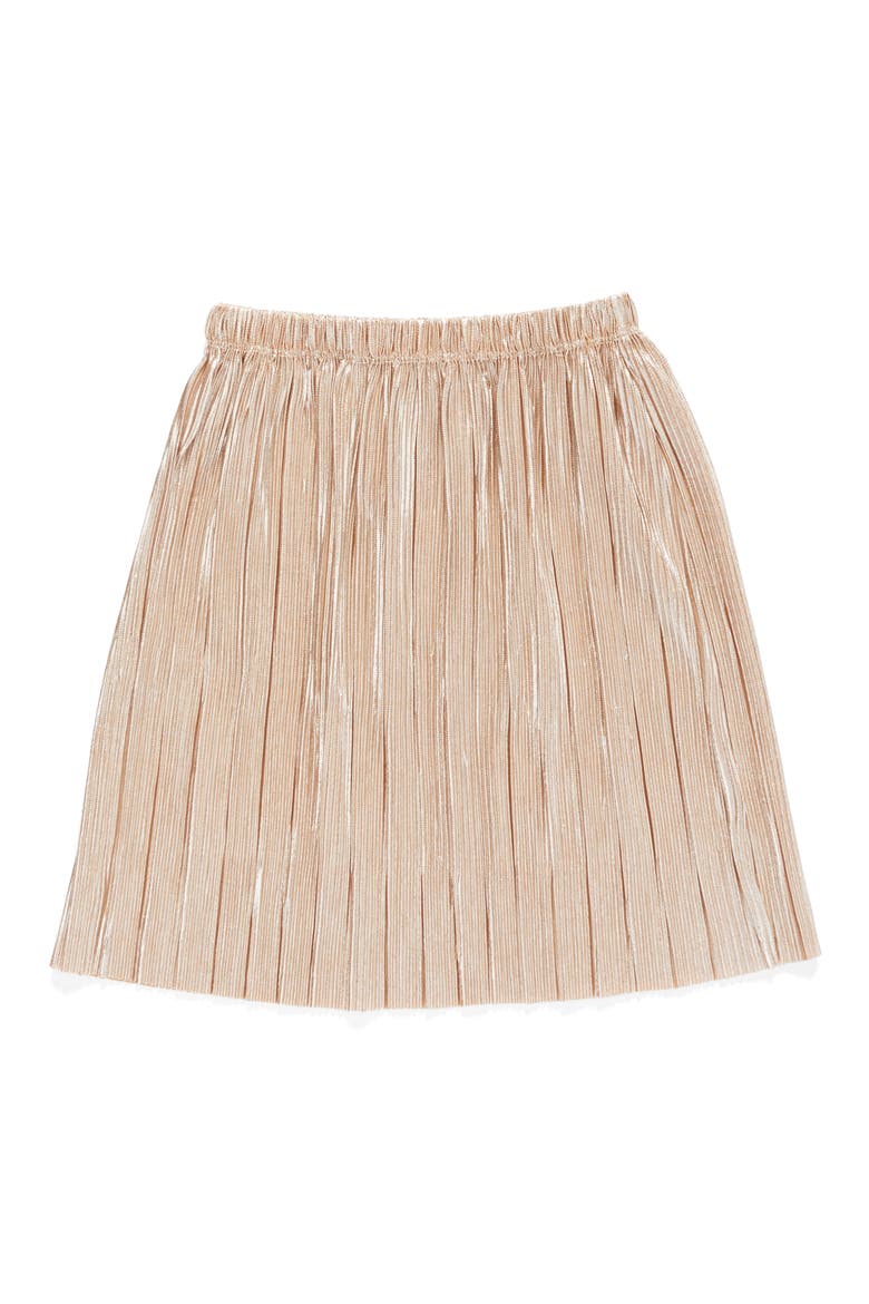 Metallic Pleated Skirt, Main, color, GOLD