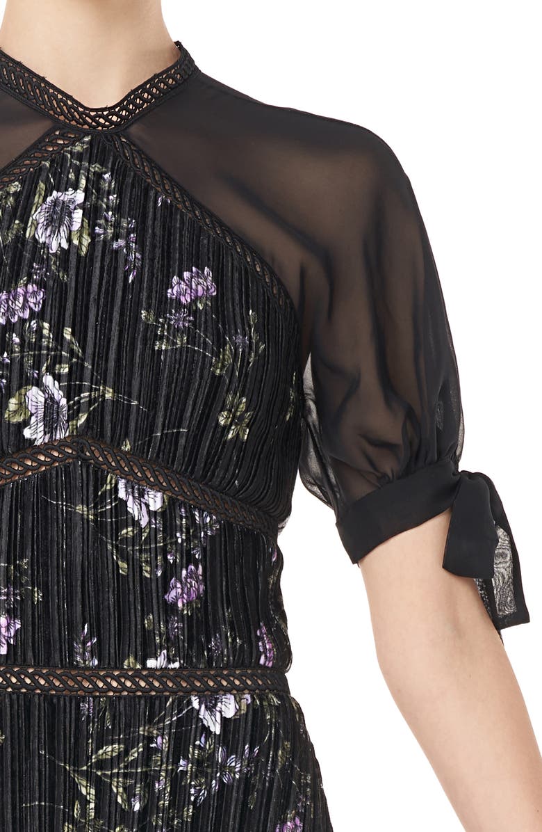 ML Monique Lhuillier Pleated Velvet Dress, Alternate, color,