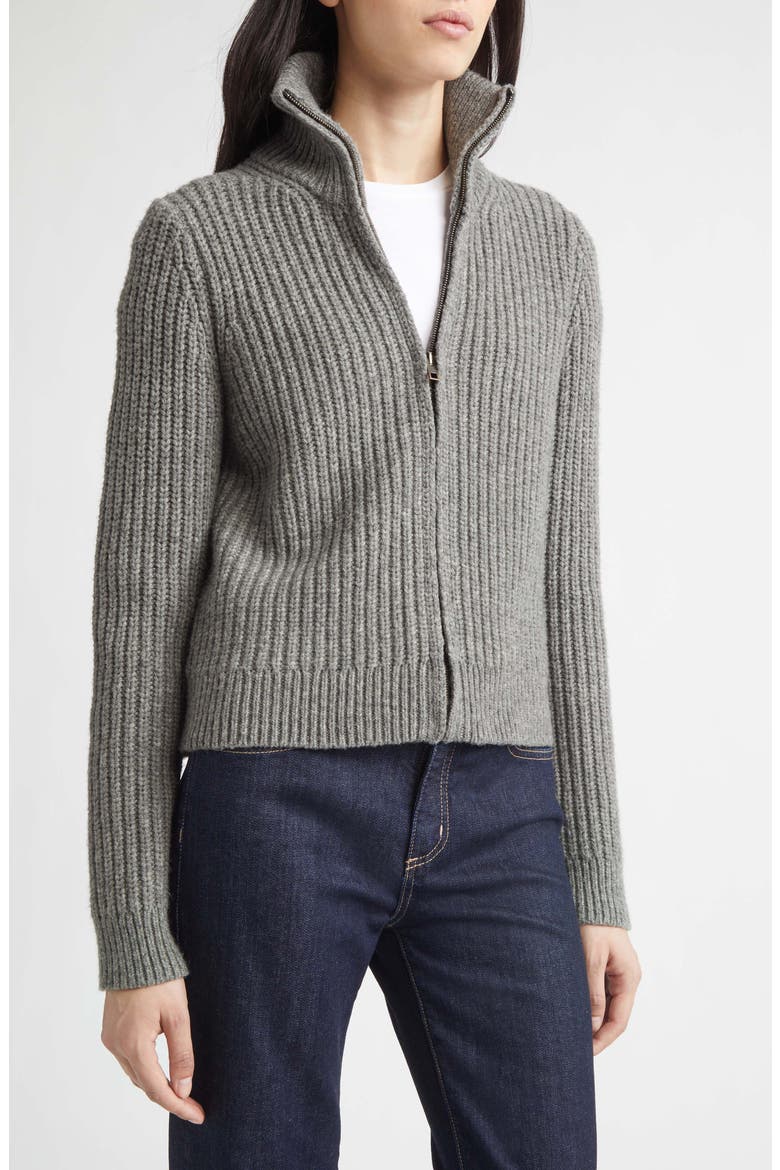 Arlen Ribbed Zip Cardigan, Alternate, color, MEDIUM GREY MELANGE