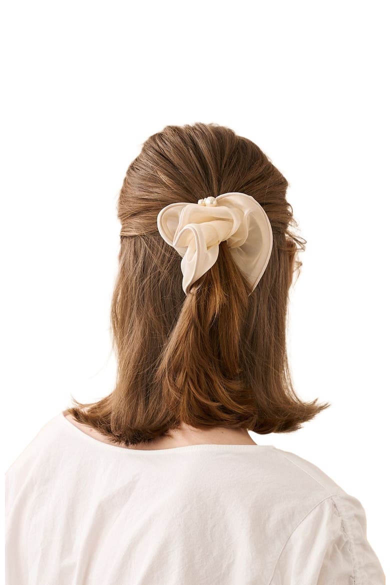 Organza silk scrunchie, Alternate, color, beige