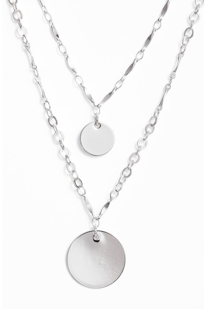 Two-in-One Double Disc Pendant Necklace, Alternate, color, RHODIUM