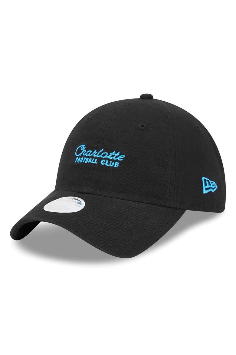 Women's New Era Black Charlotte FC Throwback 9TWENTY Adjustable Hat, Main, color, Black