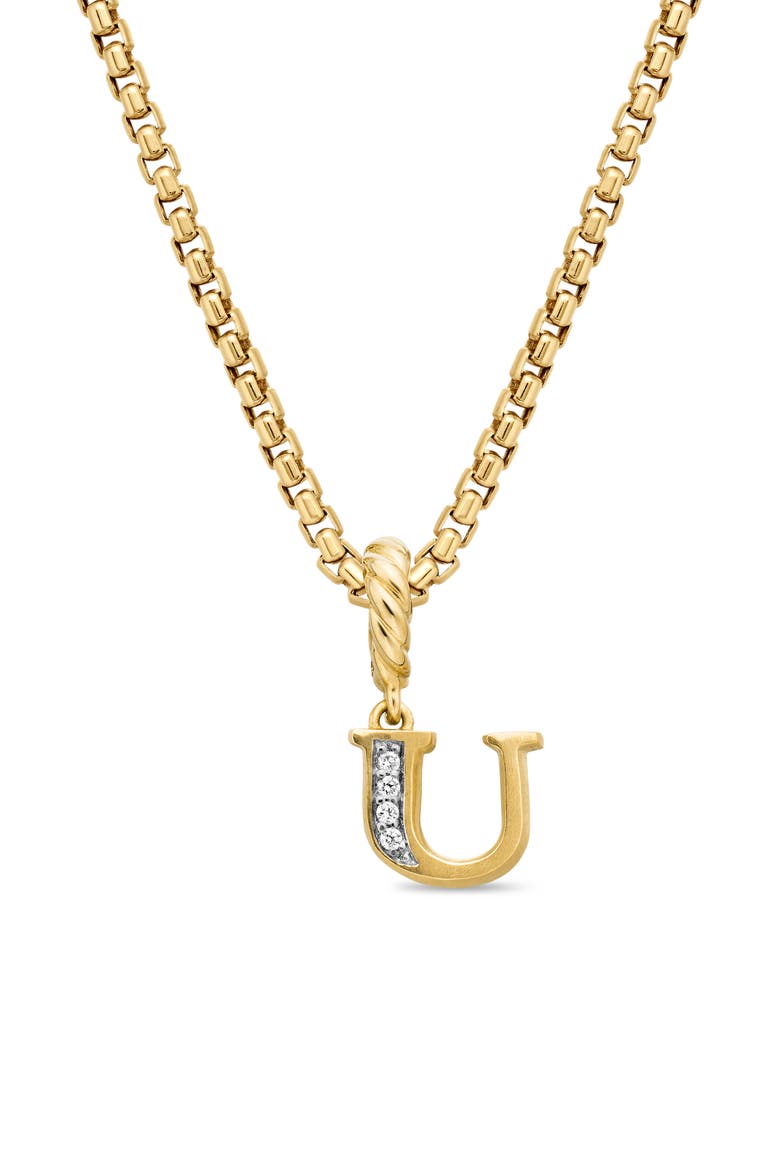 Pavé A Initial Pendant in 18K Yellow Gold with Diamonds, Alternate, color, 18K YELLOW GOLD - U