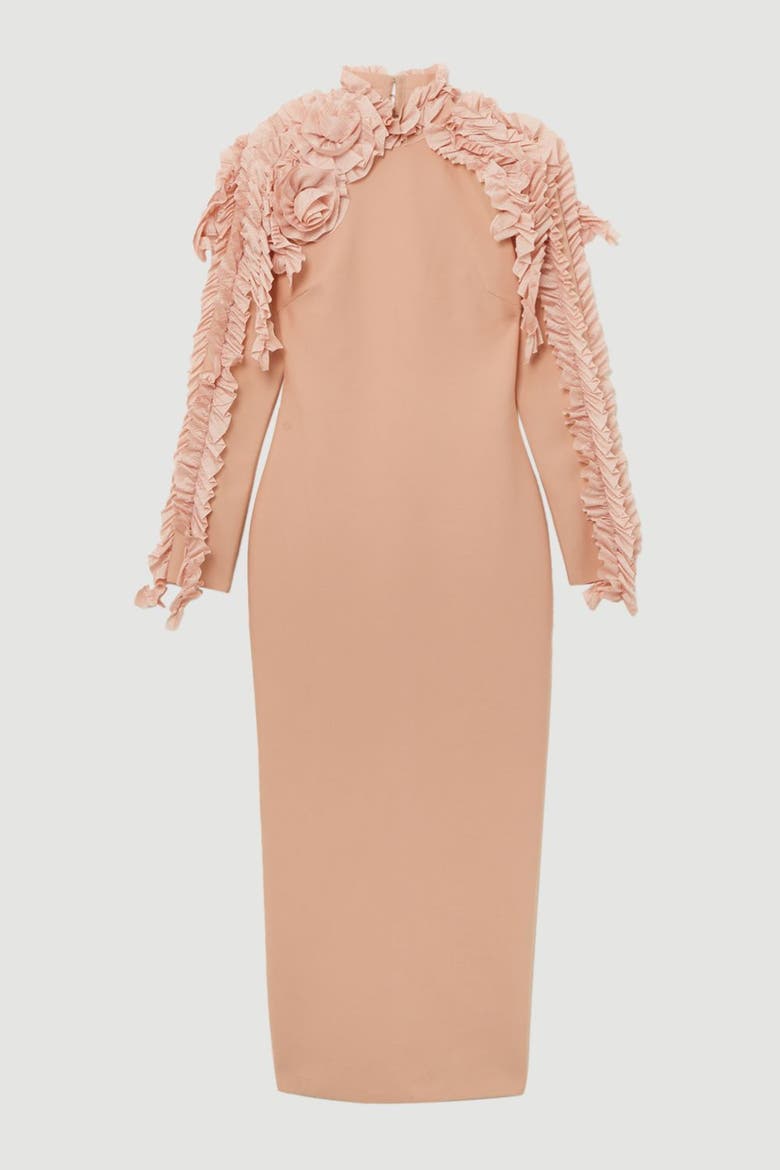 Bandage Rosette Midi Detail Dress, Alternate, color, Blush