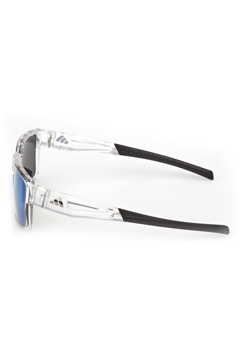 55mm Mirrored Rectangular Sunglasses, Alternate, color, CRYSTAL / BLUE MIRROR