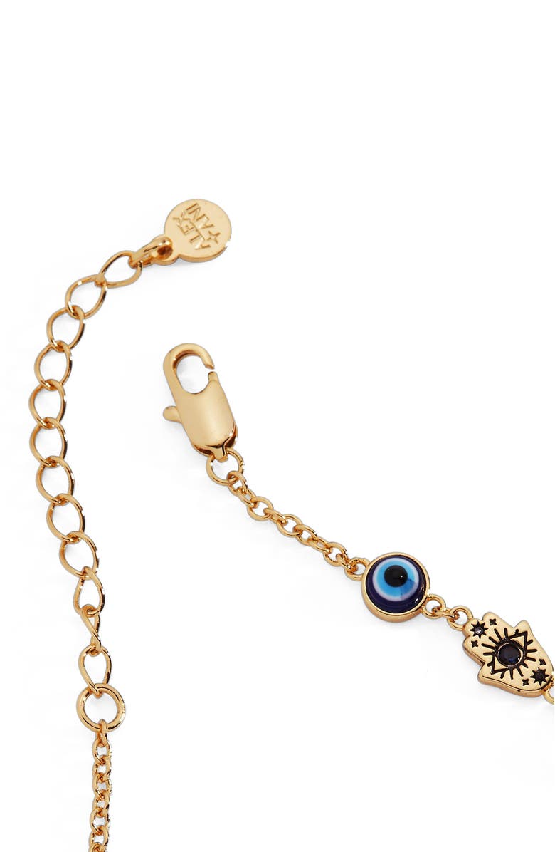 Alex and Ani Evil Eye Linear Bracelet, Alternate, color, Gold Blue