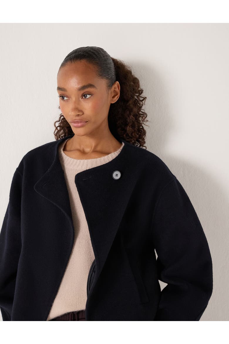 Linnie Double Faced Collarless Jacket, Alternate, color, Dark Navy