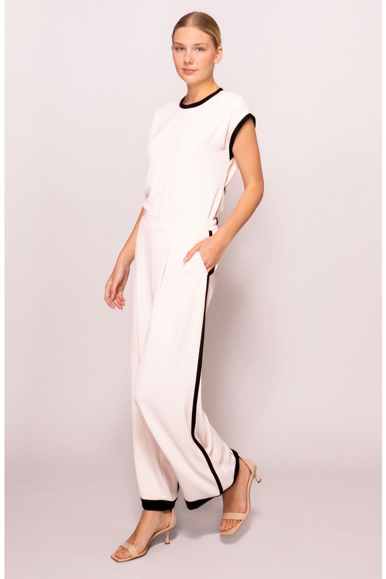 Side Stripe Wide Leg Pants, Alternate, color, BLACK / BONE