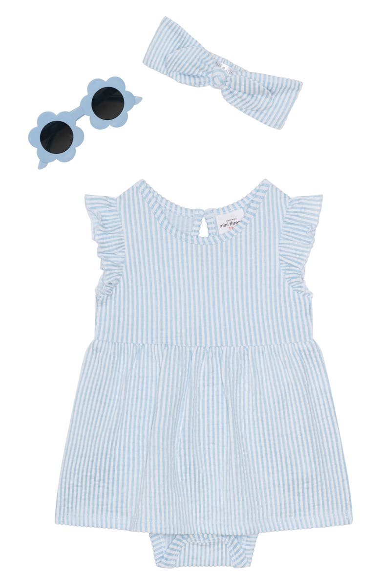 Petit Lem’s Mini Threads Knit Dress, Headband and Sunglasses Set, Main, color, Light Blue