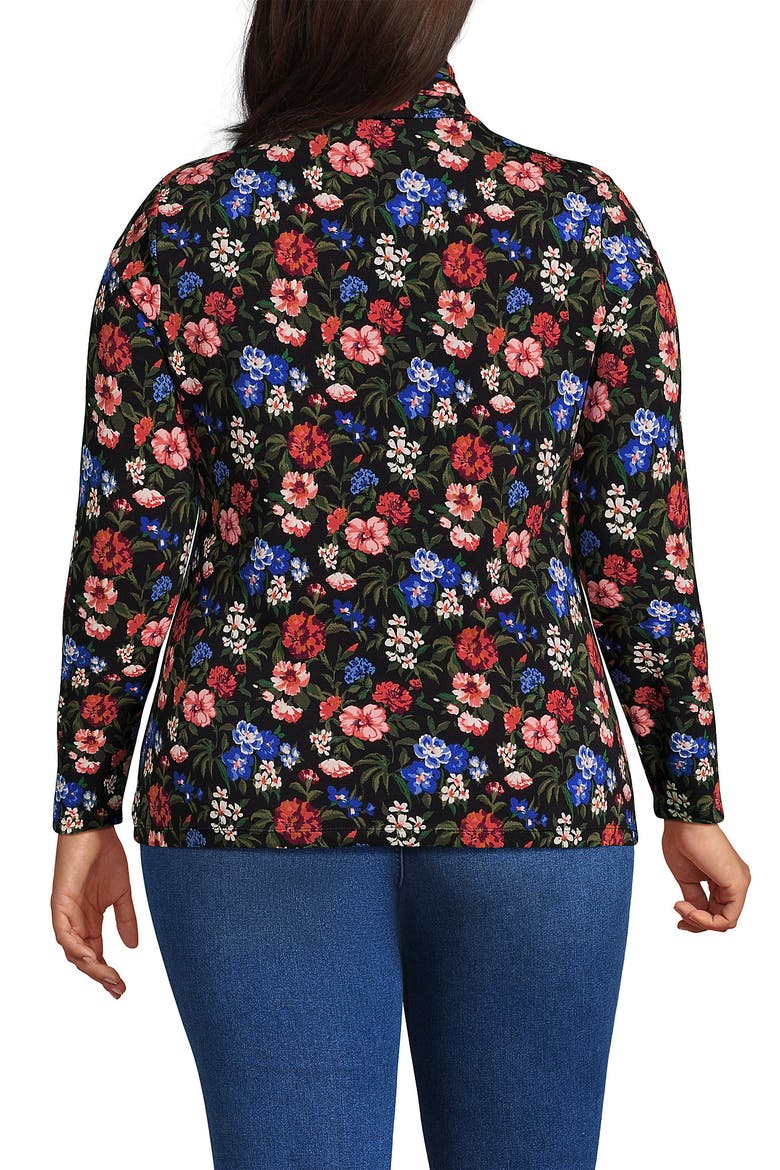Lightweight Jersey Long Sleeve Turtleneck, Alternate, color, Black Multi Floral