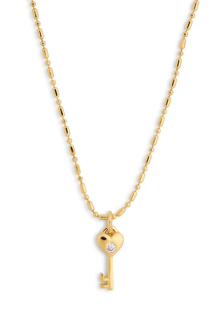 14K Gold Plated Heart Key Pendant Necklace, Main, color, GOLD