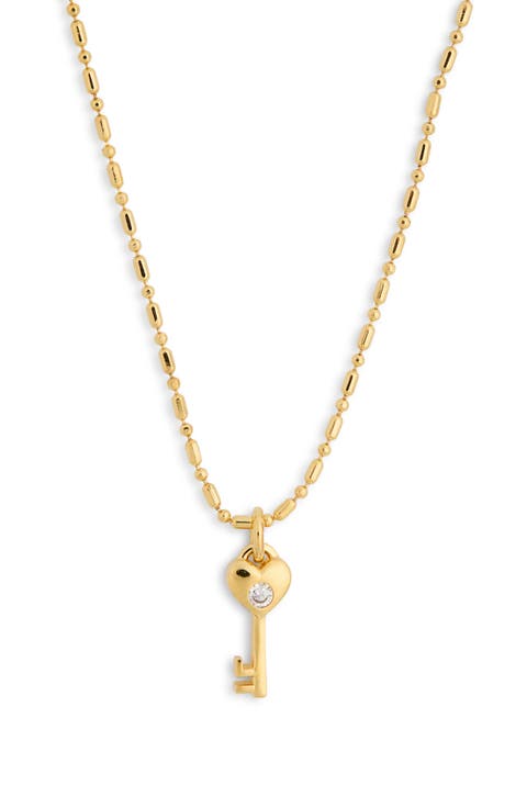 14K Gold Plated Heart Key Pendant Necklace