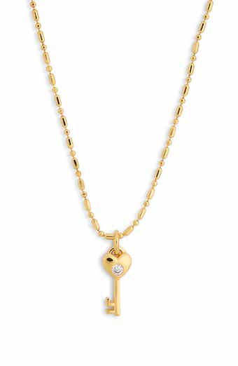 Sterling Forever 14K Gold Plated Heart Key Pendant Necklace