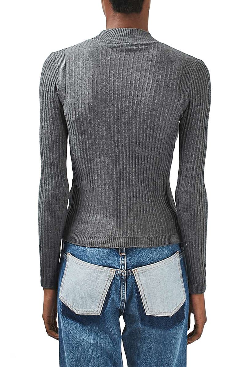 Topshop Textured Stripe Mock Neck Sweater, Alternate, color, 