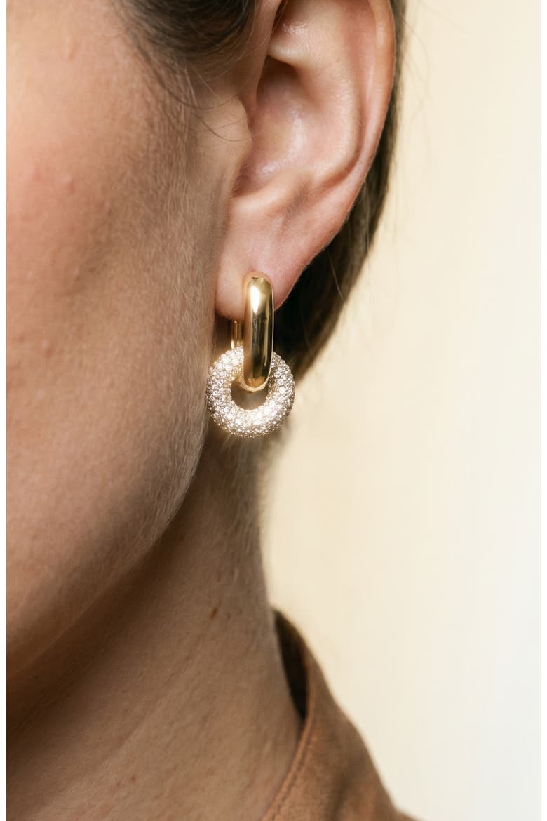 Interlocking Hoops Pavé Earrings, Alternate, color, GOLD/ SILVER