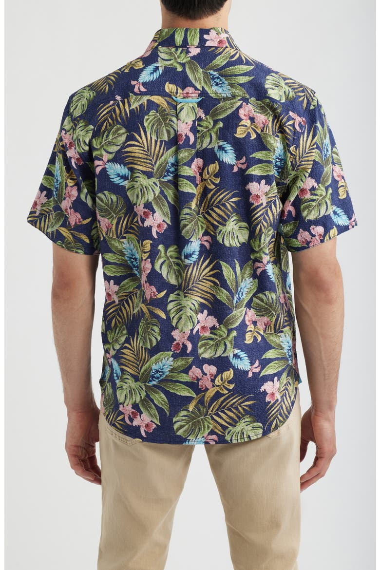 Nova Wave Selva Gardens Floral Short Sleeve Seersucker Button-Up Shirt, Alternate, color, COASTLINE