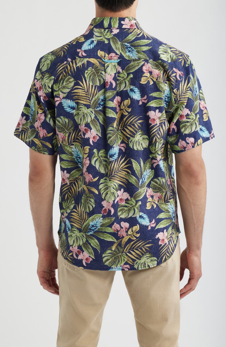 Tommy Bahama Nova Wave Selva Gardens Floral Short Sleeve Seersucker Button-Up Shirt, Alternate, color, Coastline