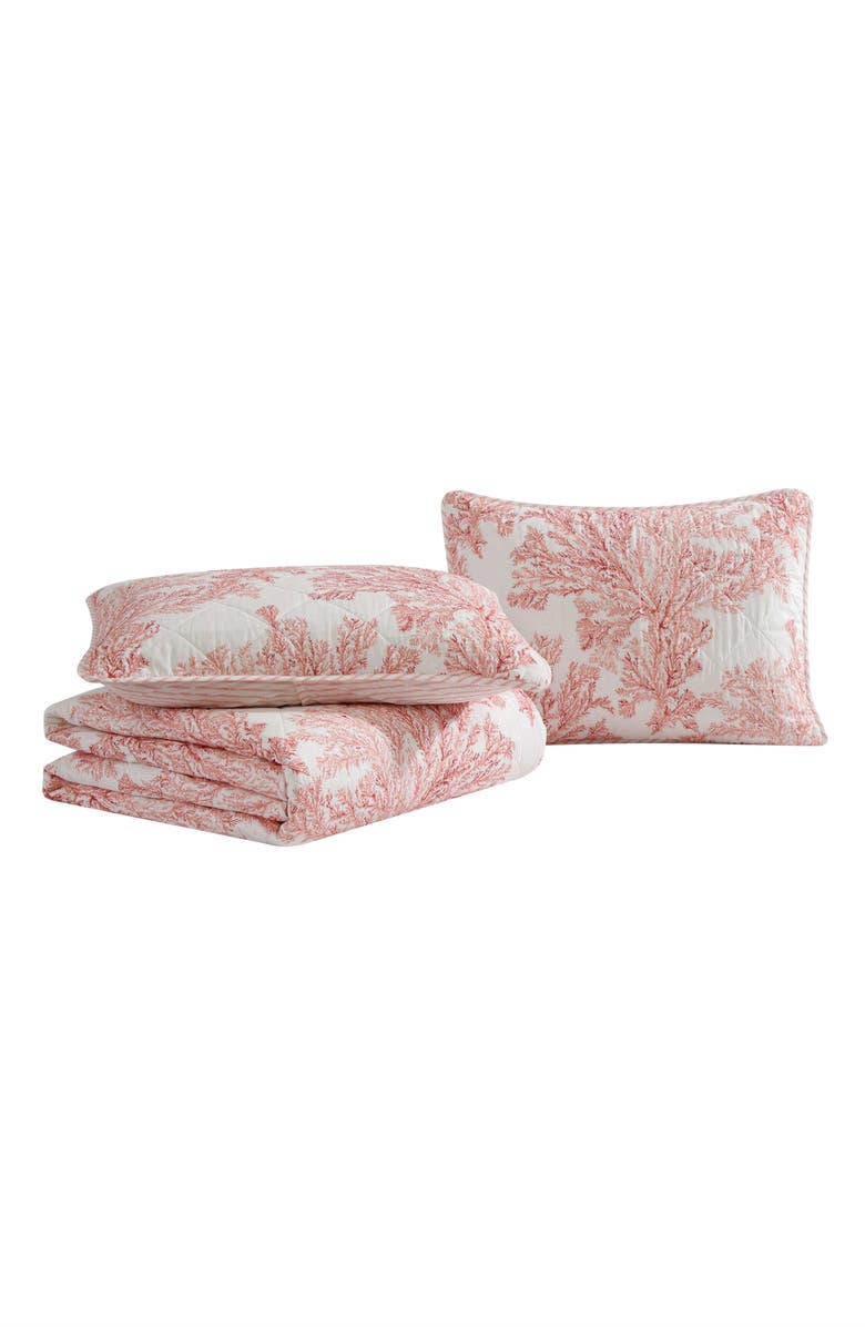 Tommy Bahama Coral Garden Reversible Quilt & Sham Set, Main, color, Rose Coral