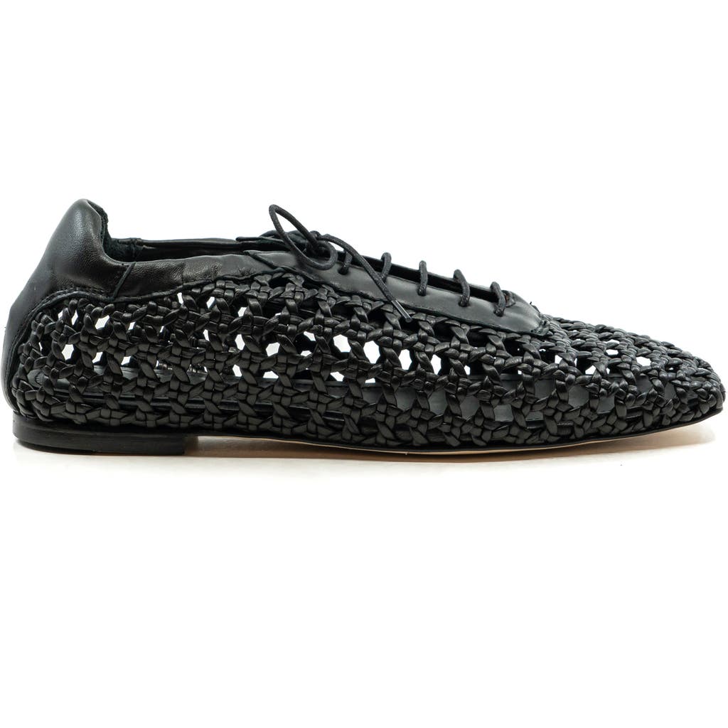 Andrea Gomez Antonia Woven Leather Flat In Black