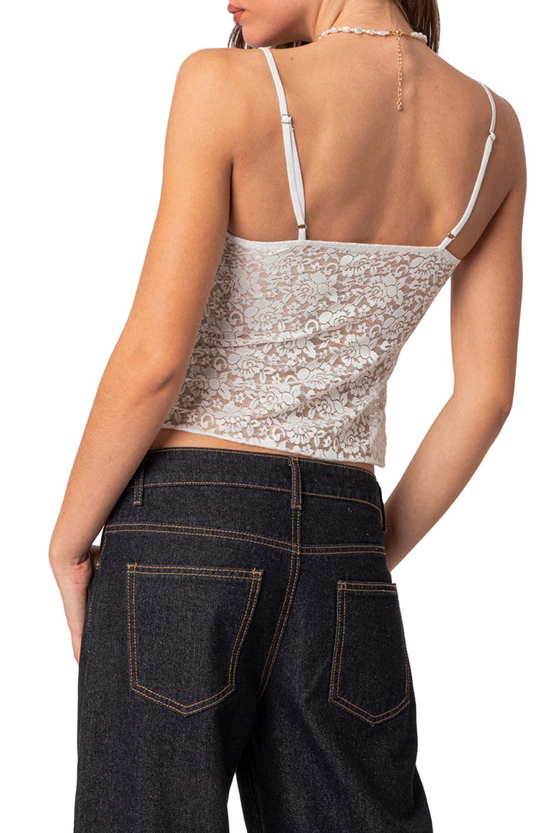 Crossover Semisheer Lace Camisole, Alternate, color, WHITE