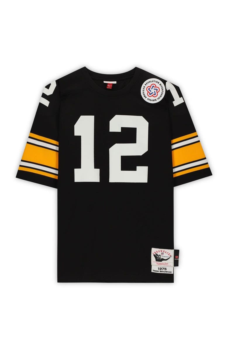 FANATICS AUTHENTIC Terry Bradshaw Pittsburgh Steelers Autographed Black Mitchell & Ness Authentic Jersey, Alternate, color, 