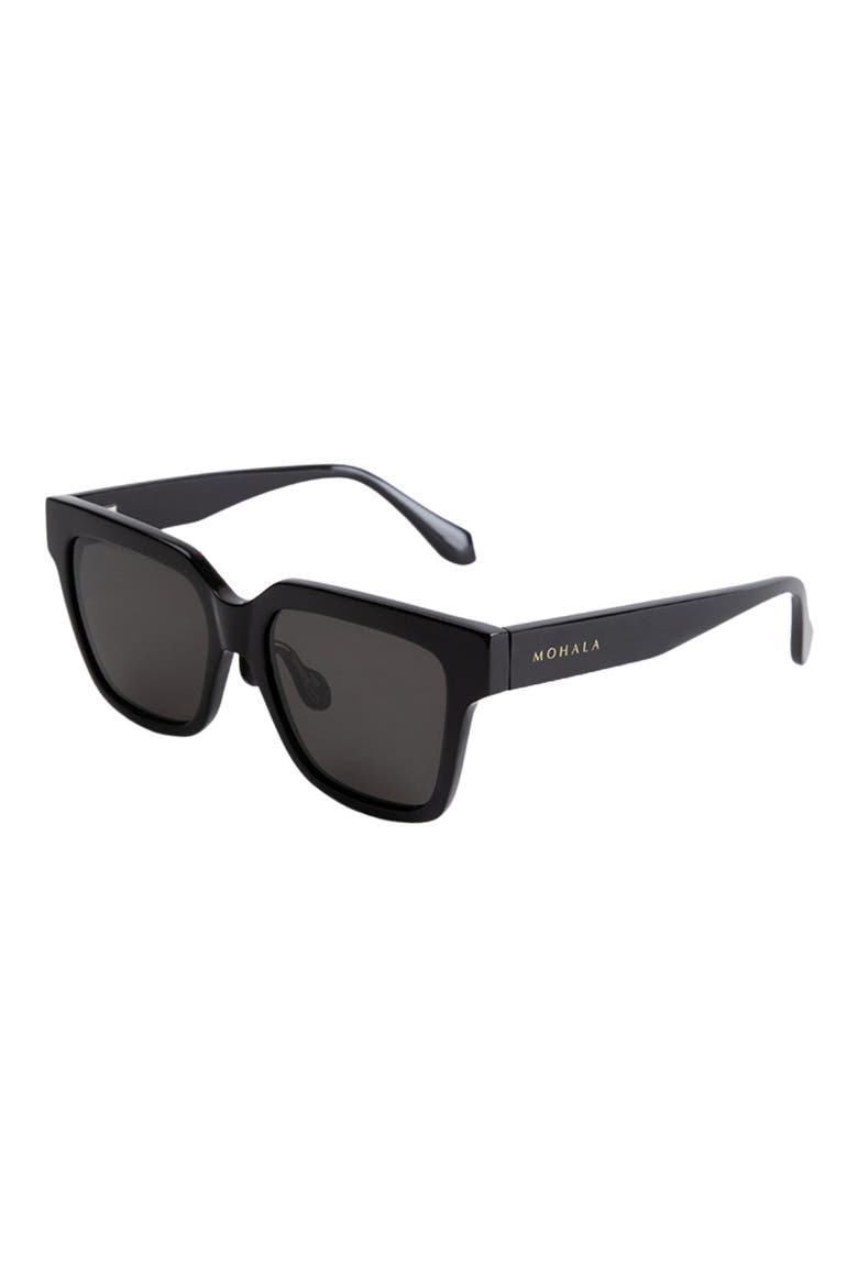 Hana 55mm ContourBridge™ Wide Width Polarized Square Sunglasses, Alternate, color, BLACK LAVA / GRAY LENSES
