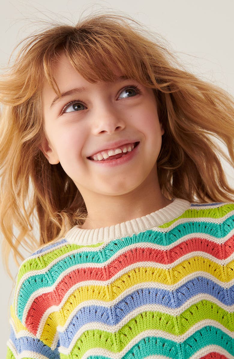 Little Bird Kids' Rainbow Stripe Cotton Knit Shirt & Shorts Set, Alternate, color,